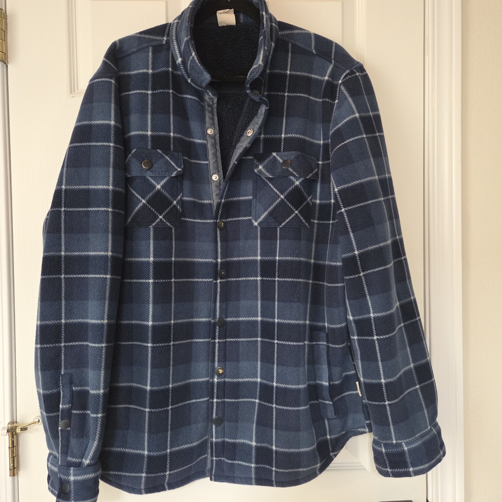 Men's Navy Plaid Shirt Jacket